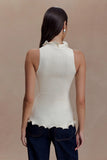 Diya Ribbed Sleeveless Top With Wire Hem Ivory