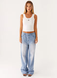 Back Again Straight Leg Denim Jeans Light Wash Blue