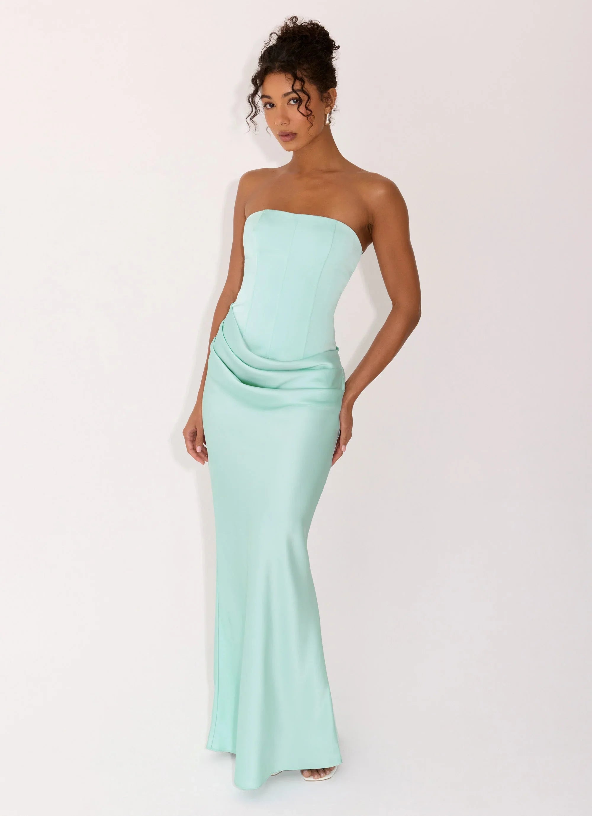 Adara Corset Maxi Dress Aqua
