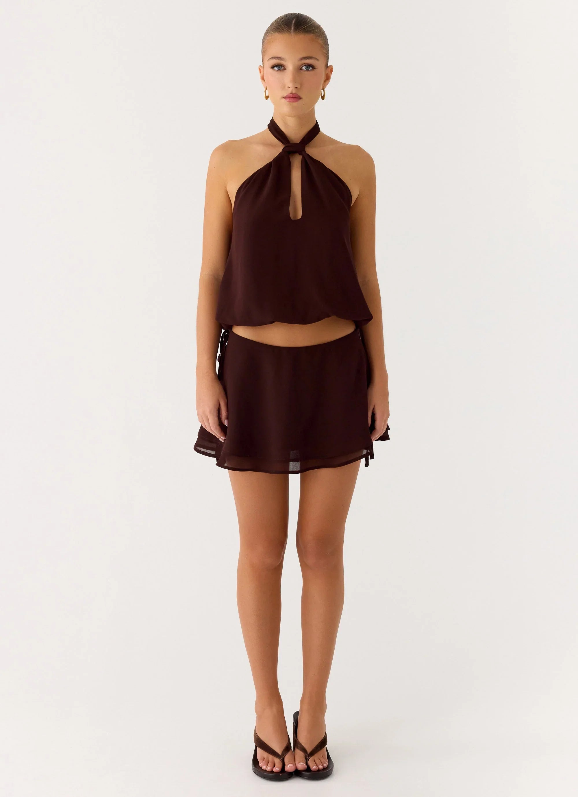 Everywhere I Go Mini Skirt Chocolate