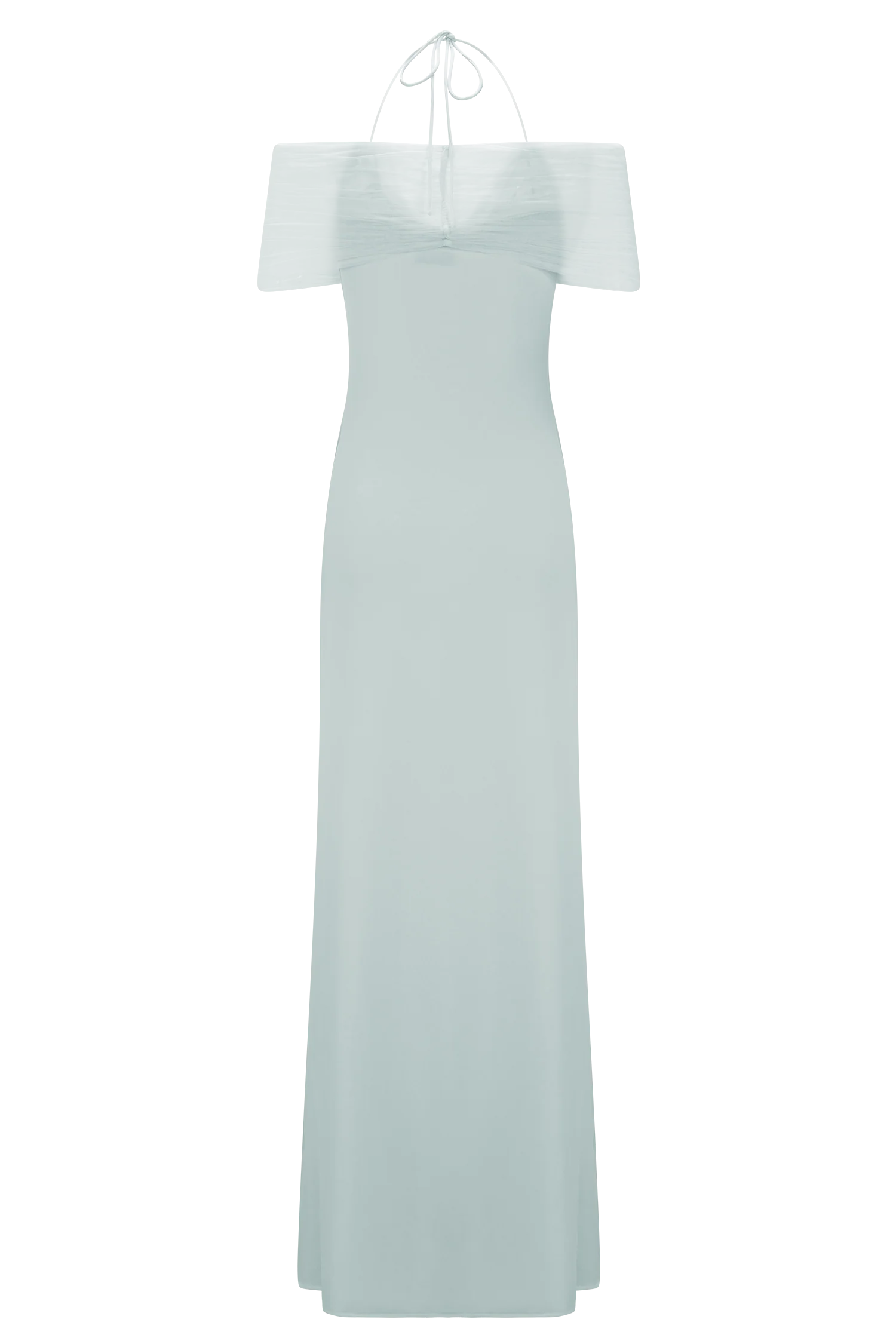 Bernadina Mesh And Slinky Halter Maxi Dress Pale Blue