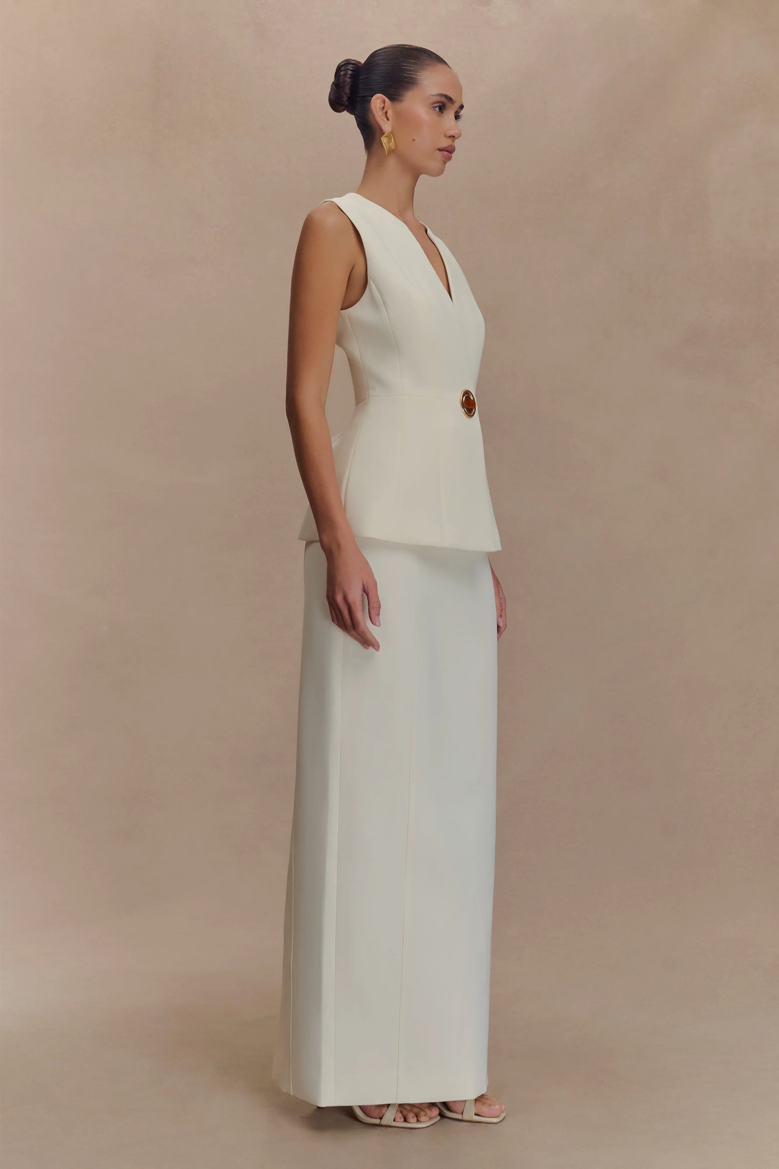 Angelie Suiting Maxi Skirt Ivory