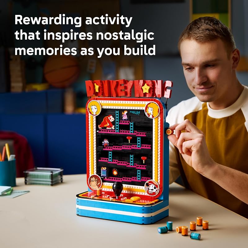 LEGO Super Mario Donkey Kong Arcade 72051 Collectible Building Set for Adults Ages 18 Retro Arcade Decor Working Levers Joystick 1367 pieces Gift for Gamers