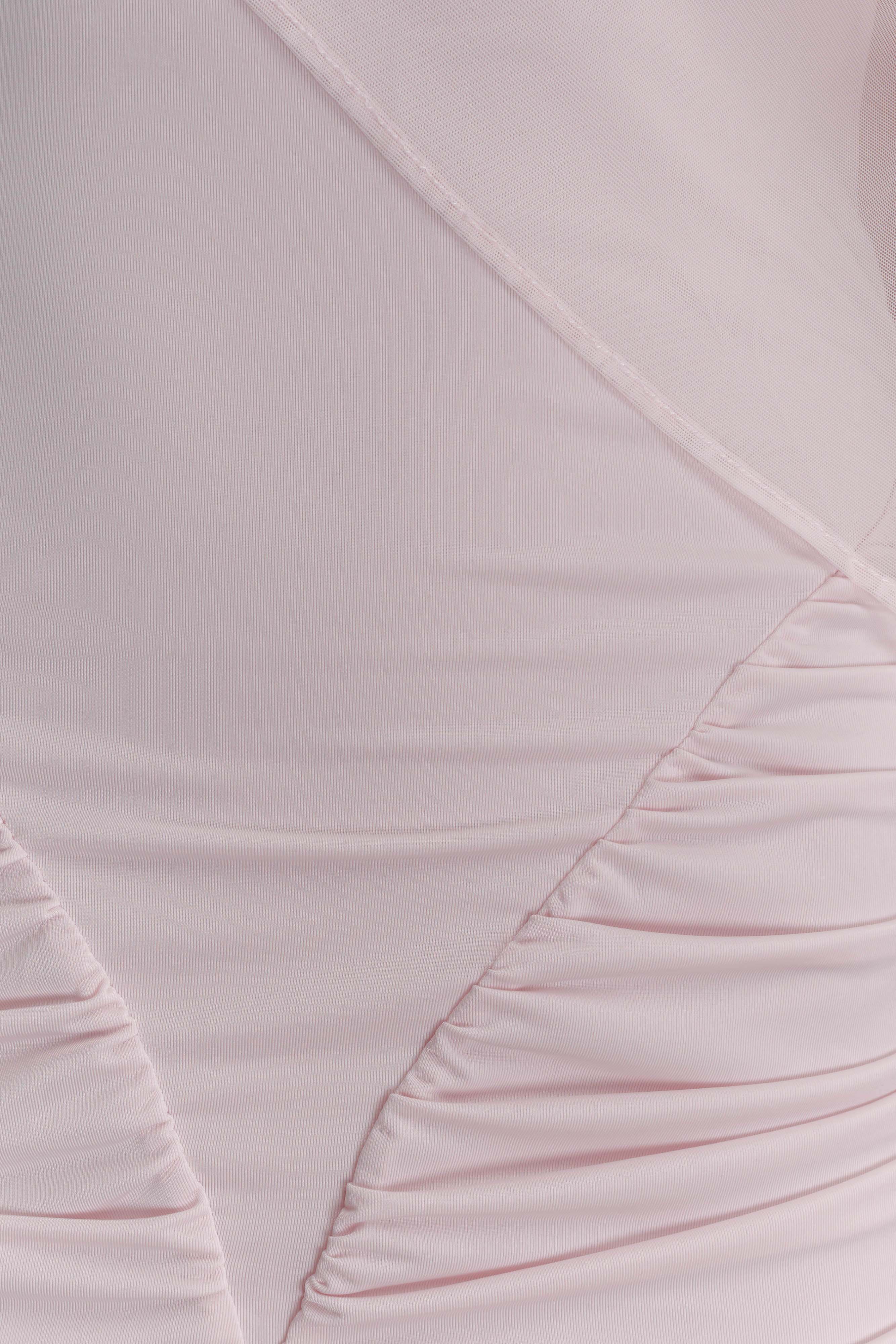 Amandine Ruched Slinky Maxi Dress Pale Pink