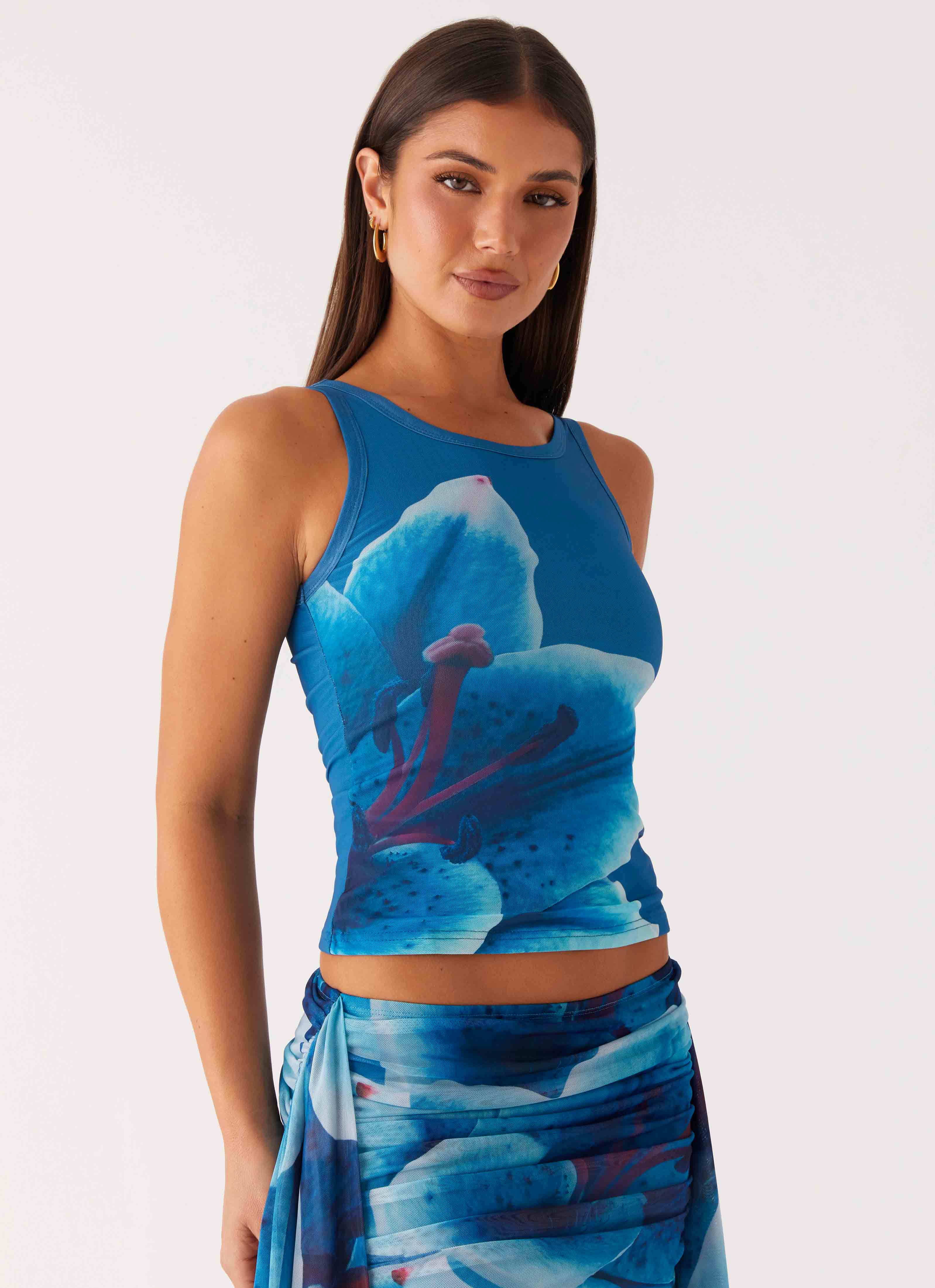 Edera Tank Turquoise Floral