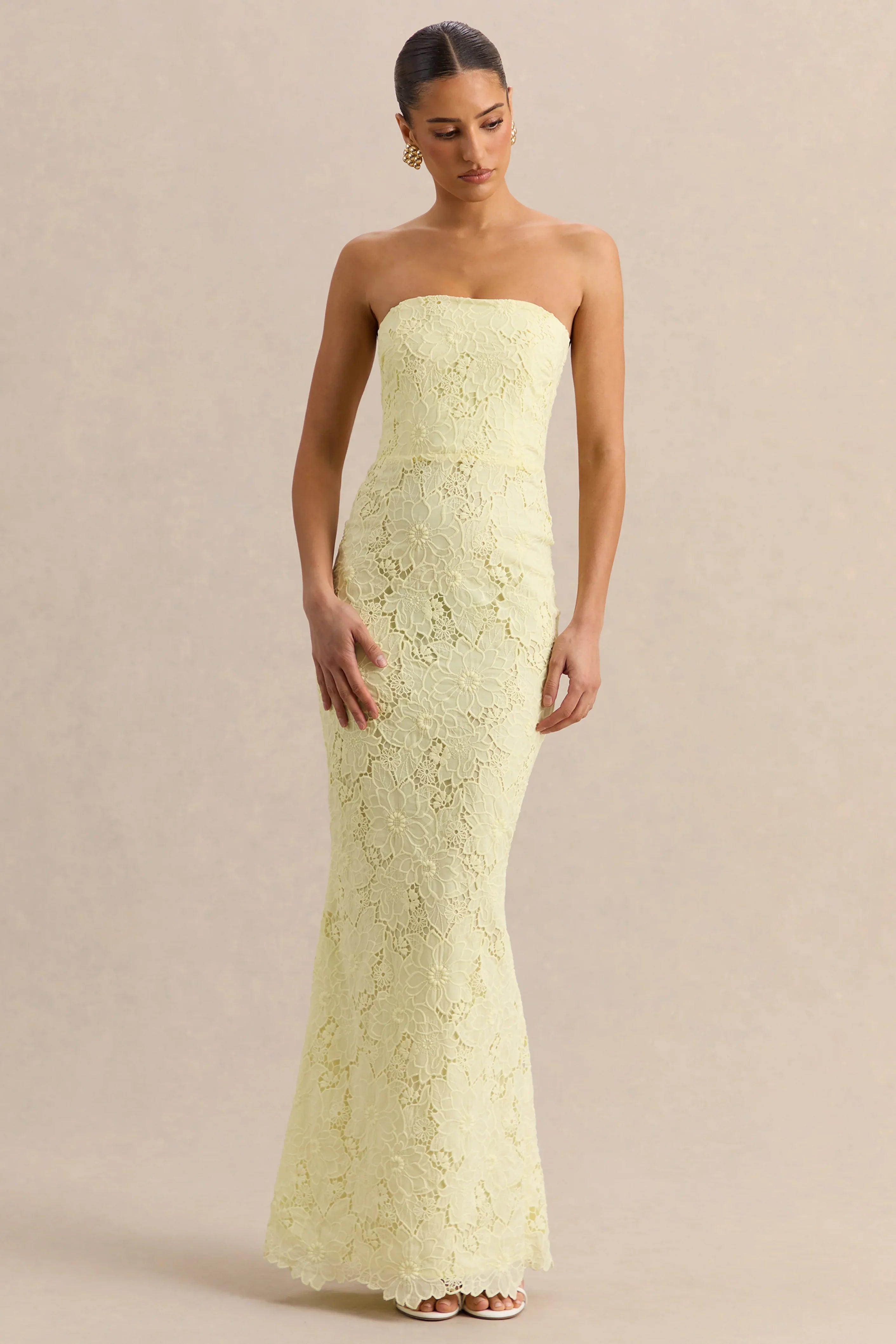 Suzie Lemon Lace Bandeau Maxi Dress