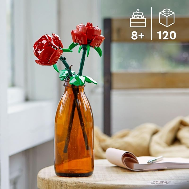 LEGO Roses Building Toy for Kids Girls Boys Ages 8 Artificial Fake Roses for Home Decor Display Gift Idea for Plant Flower Lovers 40460