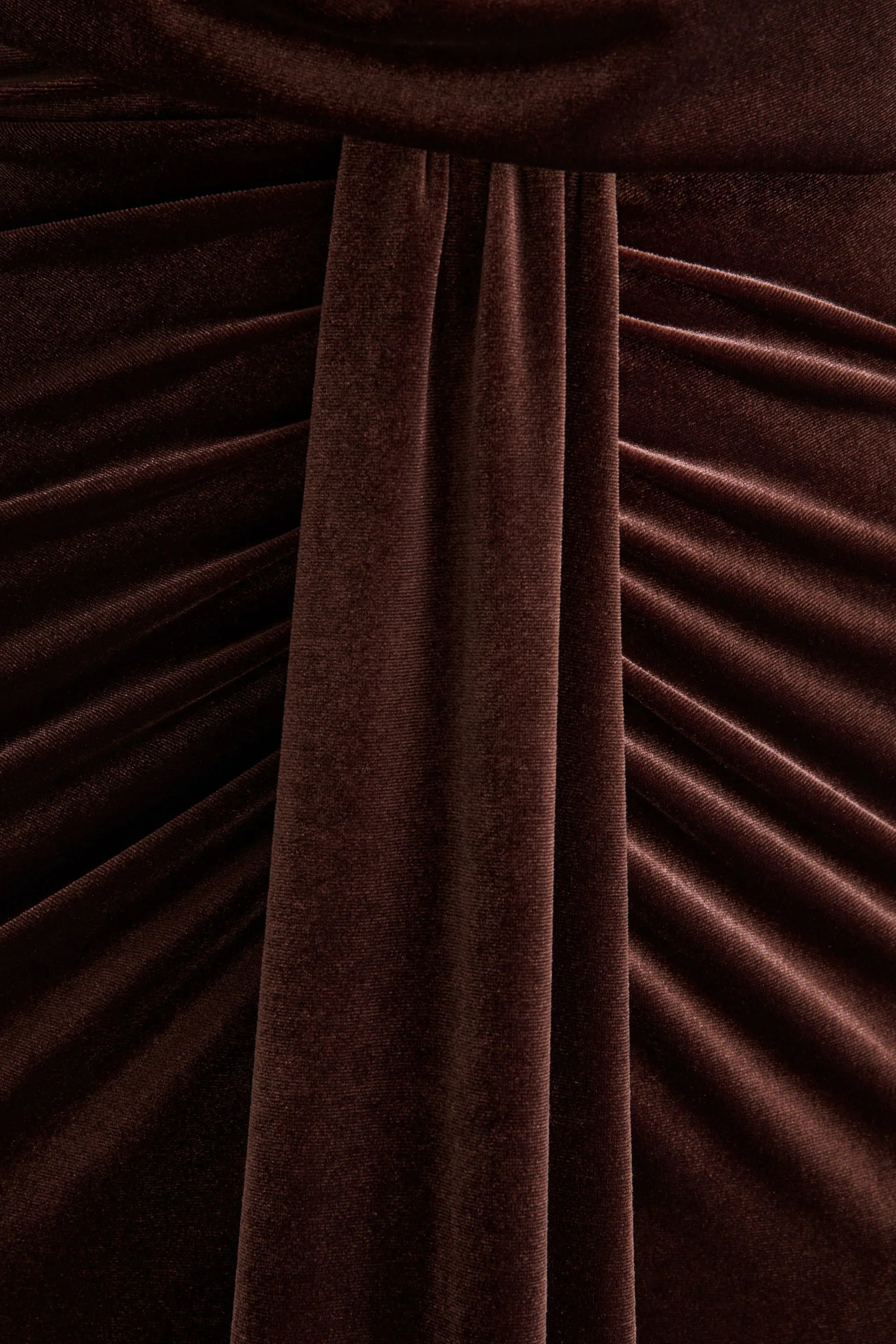 Lavernia Brown Velvet Halter Neck Maxi Dress With Gathered Detailing