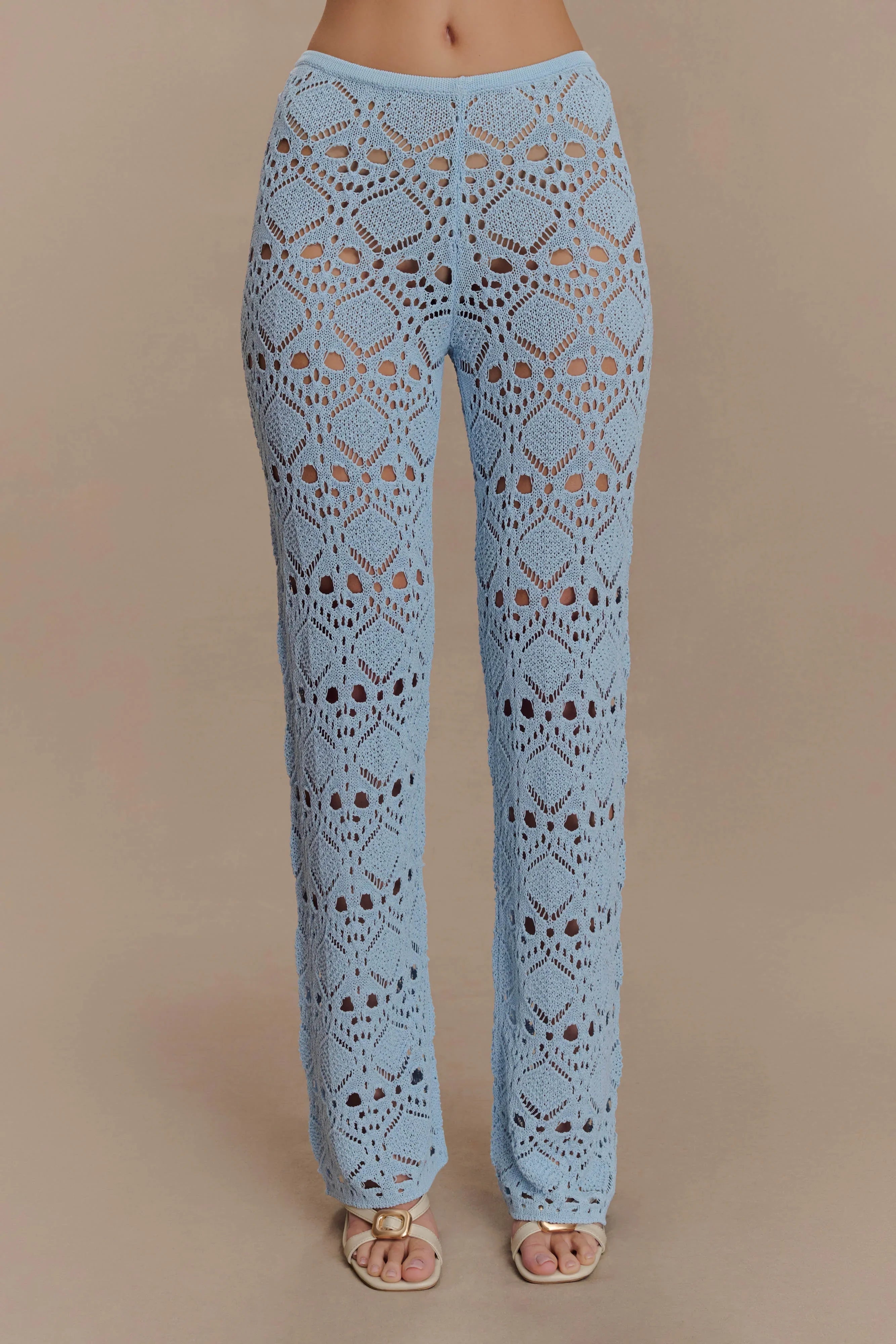 Trena Crochet Knit Pants Sky Blue