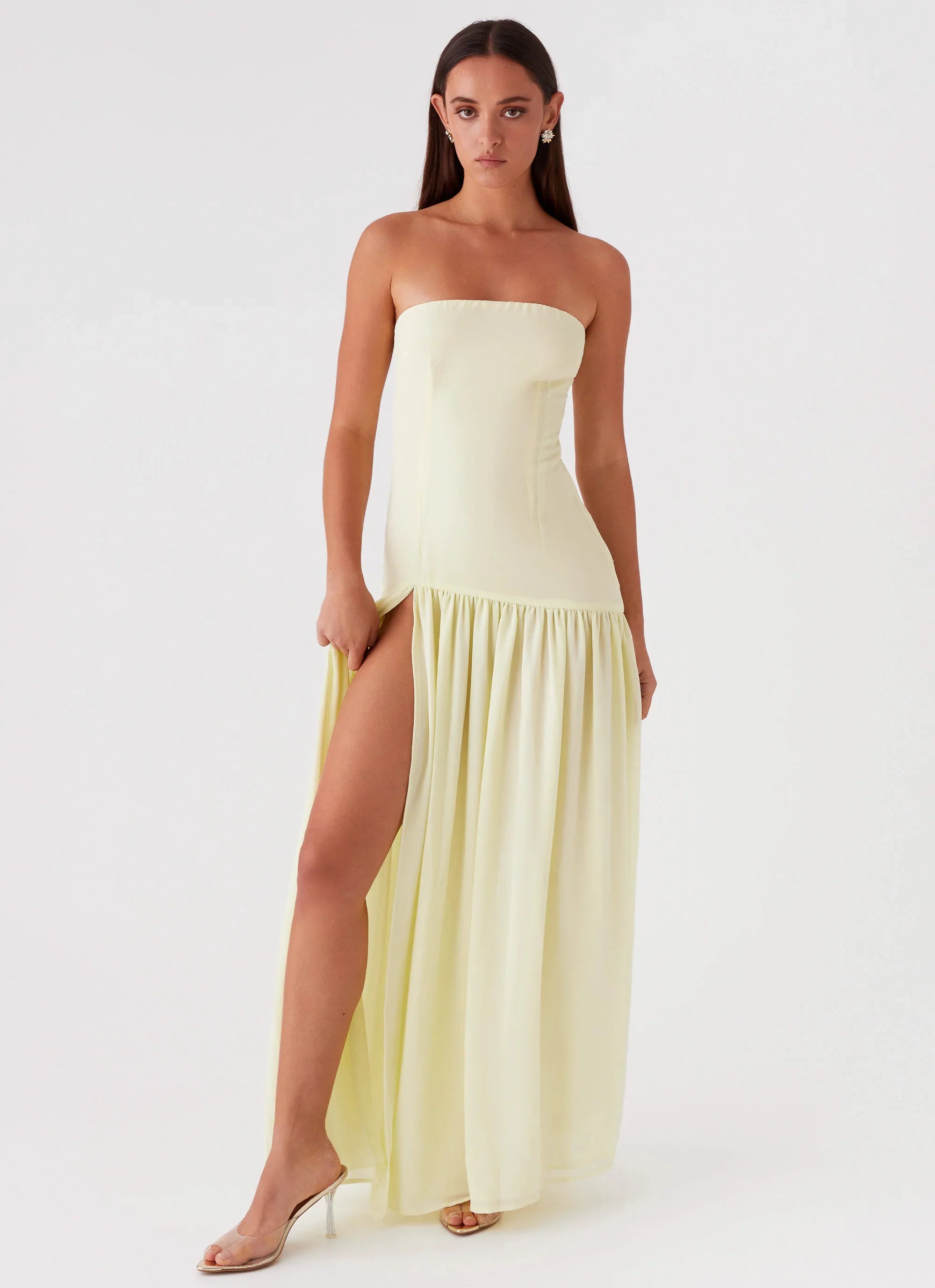 Eden Strapless Maxi Dress Yellow