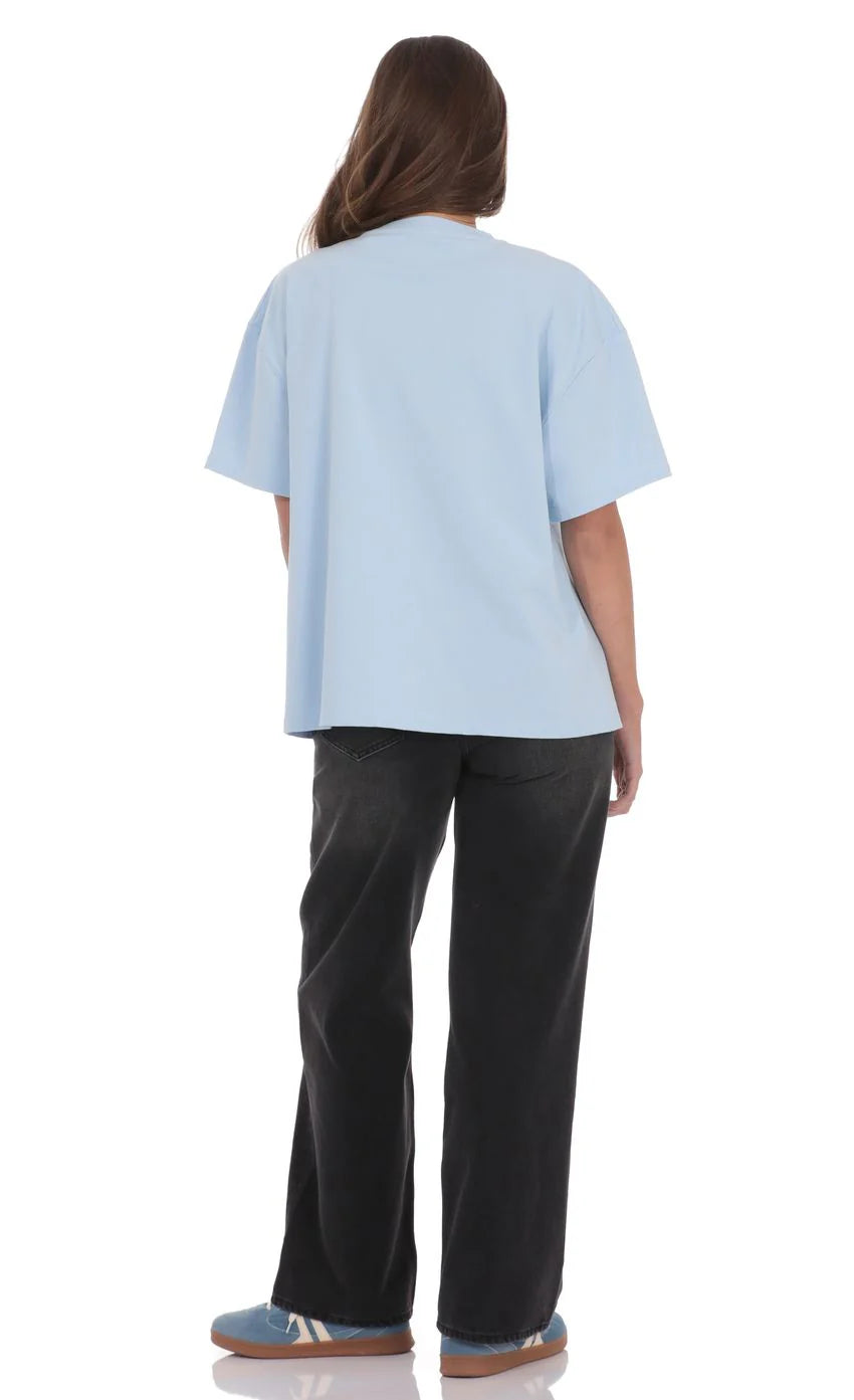 LA Graphic T Shirt in Light Blue