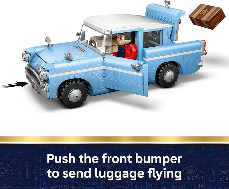 LEGO Harry Potter Enchanted Flying Ford Anglia Car Building Toy for Boys Girls Book Shelf Bedroom Decor for Ages 14 W Harry Ron Hedwig Minifigures Gift Idea for Birthdays 76470