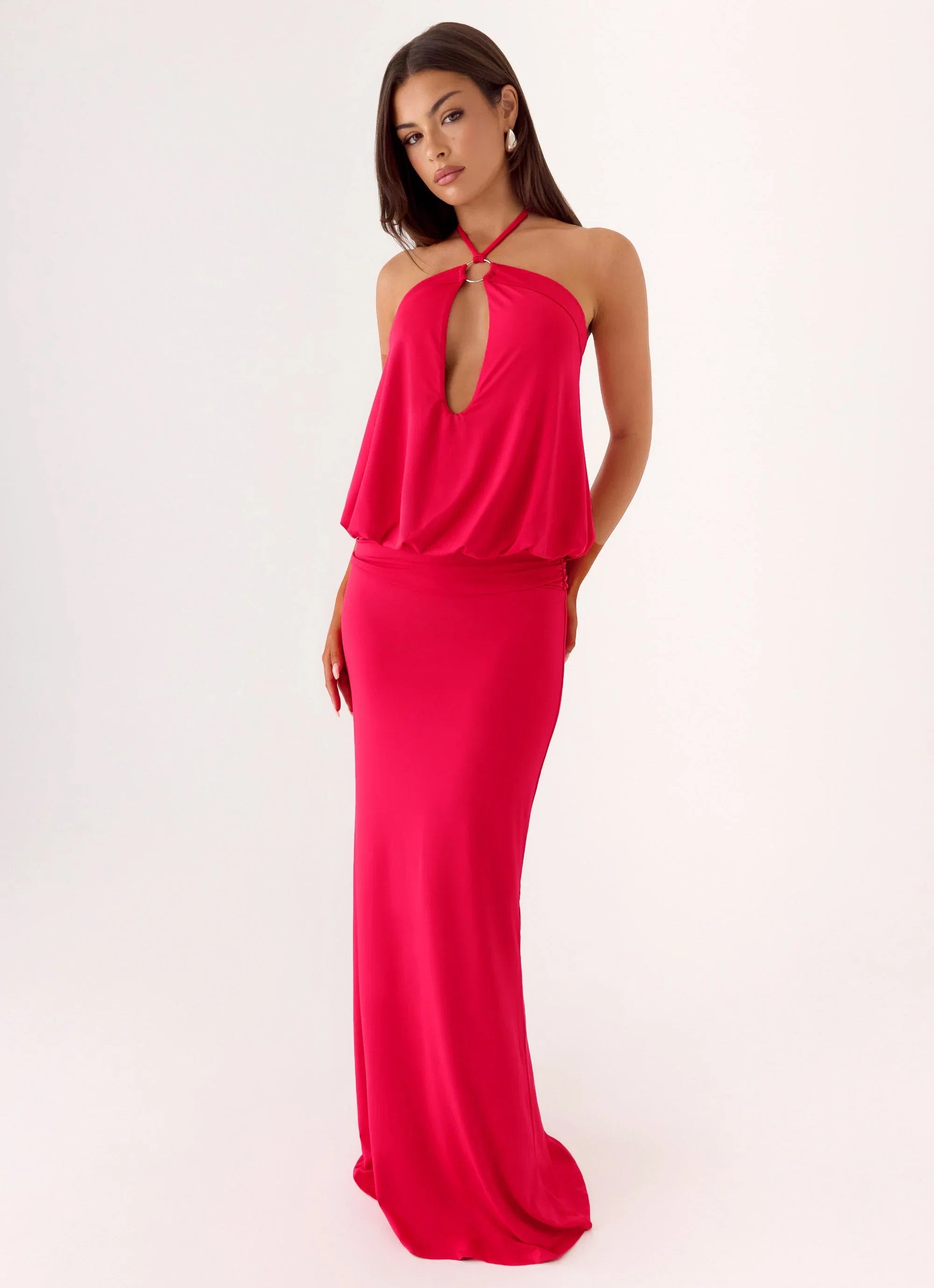 Telling You Maxi Dress Red Magenta