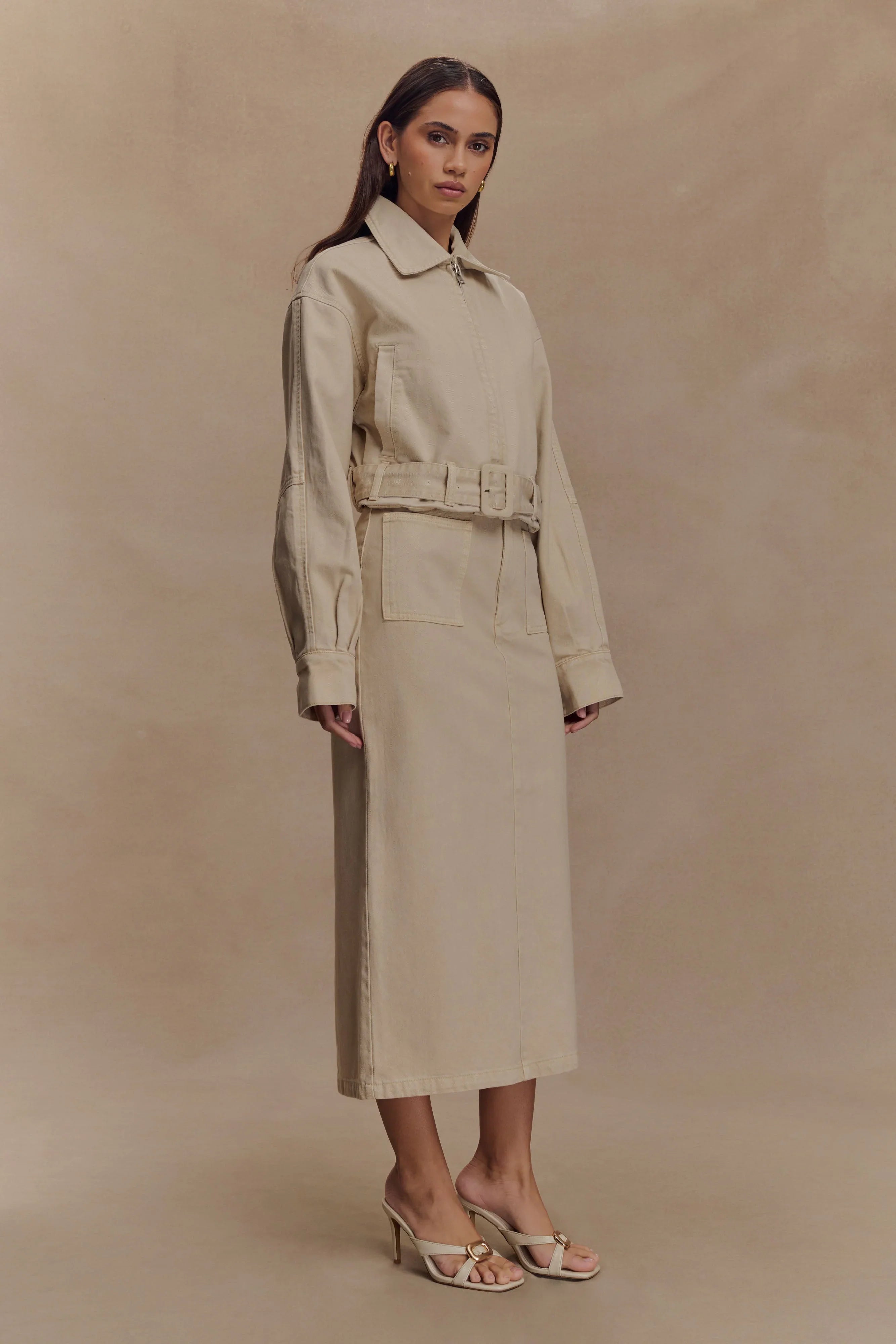 Fallon Denim Midi Skirt Stone Wash