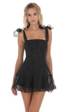 Motif Pattern A line Dress in Black