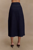 Cecilia Denim A Line Midi Skirt Indigo Blue