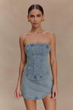 Alessia Embroidered Denim Mini Skirt Light Vintage