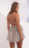 Polka Dot Chiffon Dress in Grey