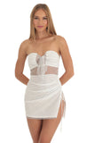Shimmer Striped Strapless Dress in White