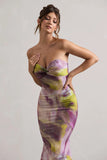 Santiago Lilac Print Strapless Twist Maxi Dress