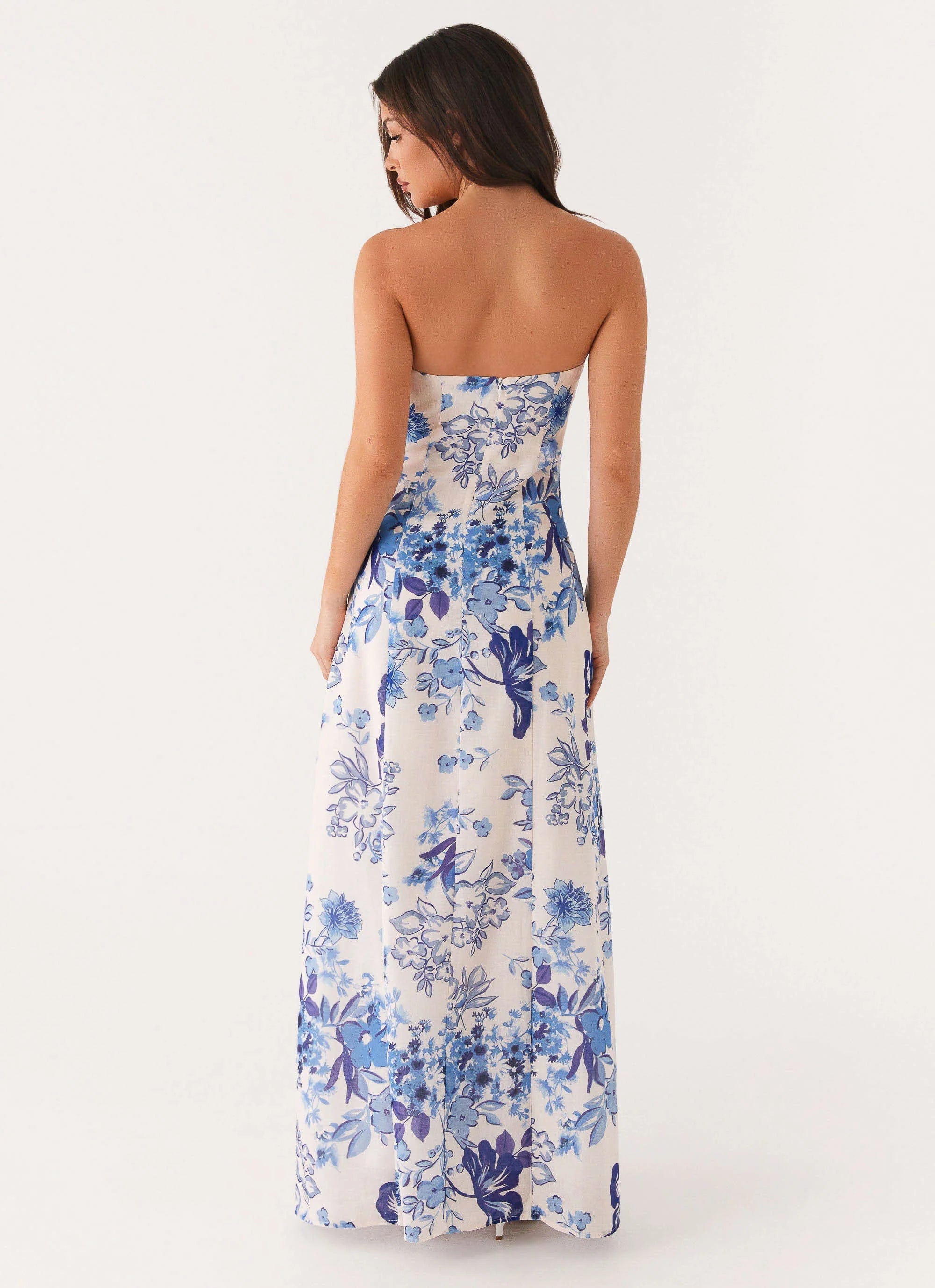 Tayla Linen Maxi Dress Serene Sky Floral