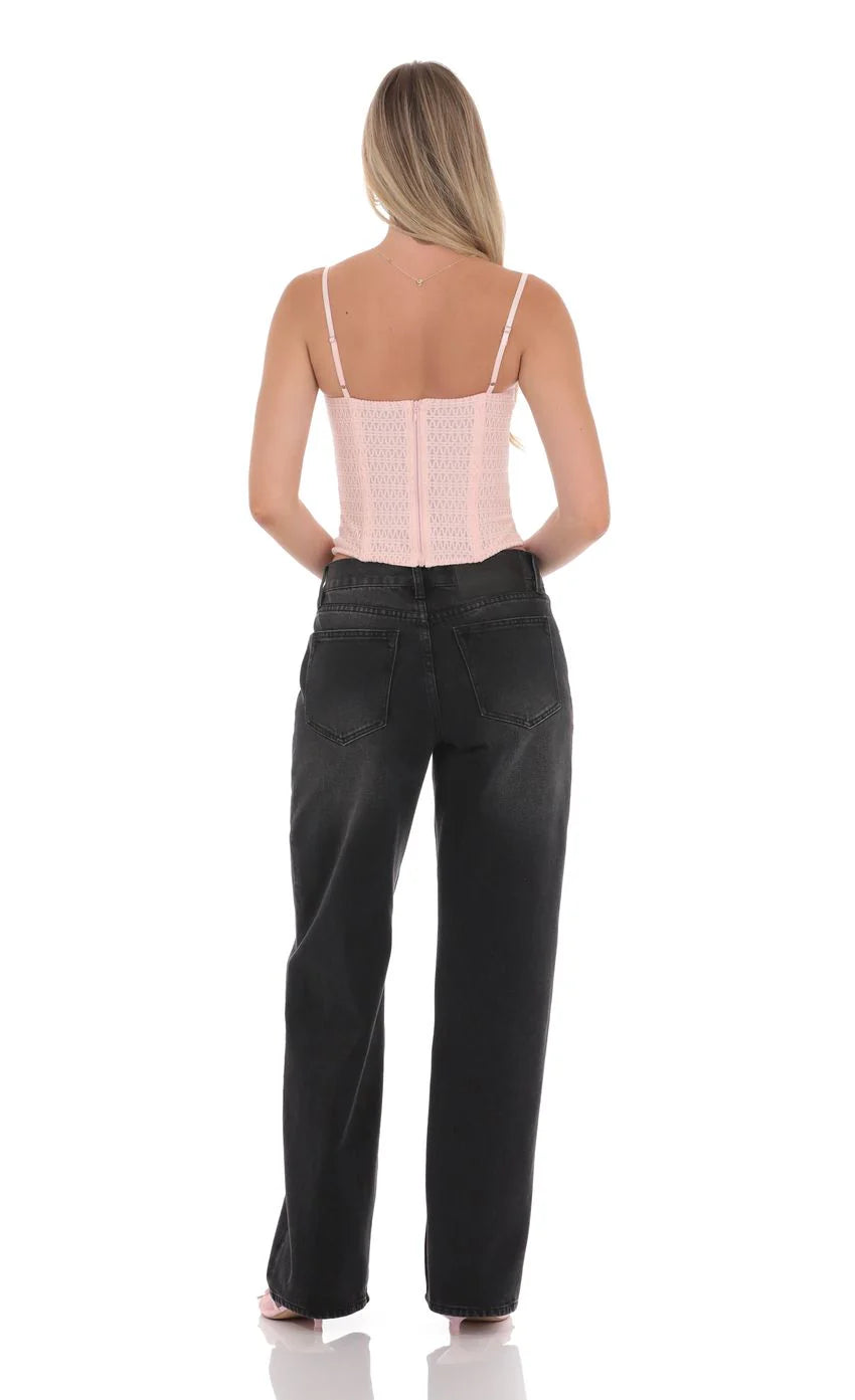 Mid Rise Baggy Jeans in Black