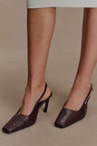 Maren Faux Leather Crocodile Heel Chocolate