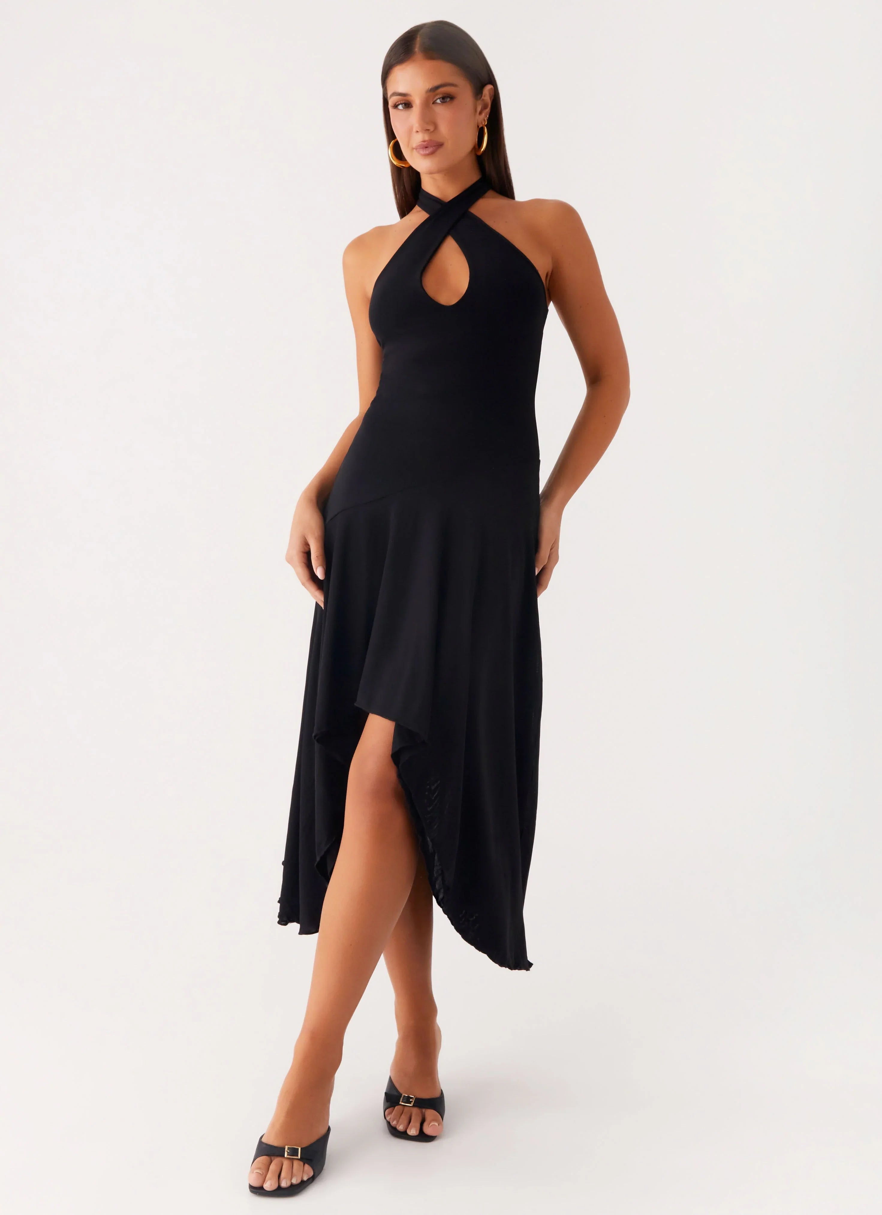 Velvet Sky Midi Dress Black