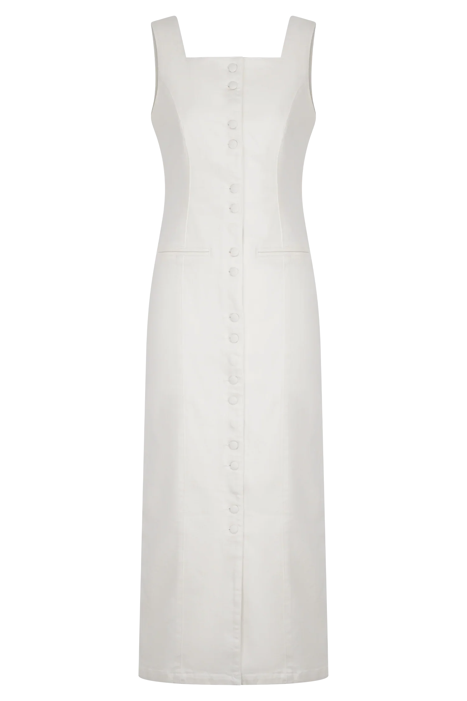 Reyna Denim Midi Dress White