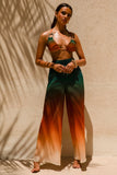 Farretti Ombre Print Chiffon Wide Leg Trousers