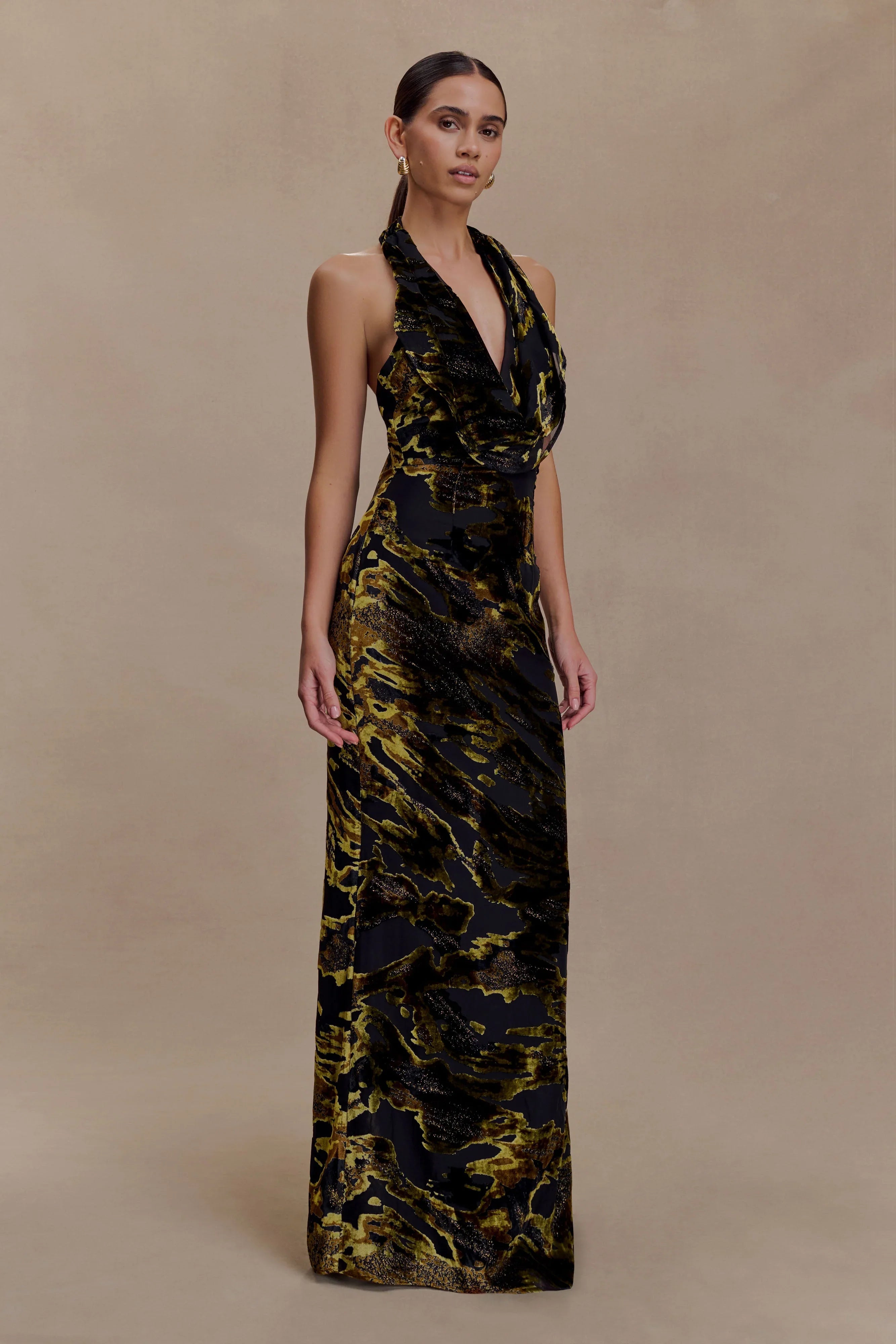 Talila Cowl Front Maxi Dress Velvet Burnout