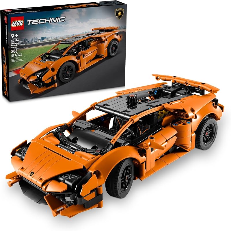 LEGO Technic Lamborghini Huracán Tecnica Orange Toy Cars Building Toys for Kids Boys Girls Ages 9 Lamborghini Toy Car W V10 Engine Steering Gift Ideas for Birthdays 42196