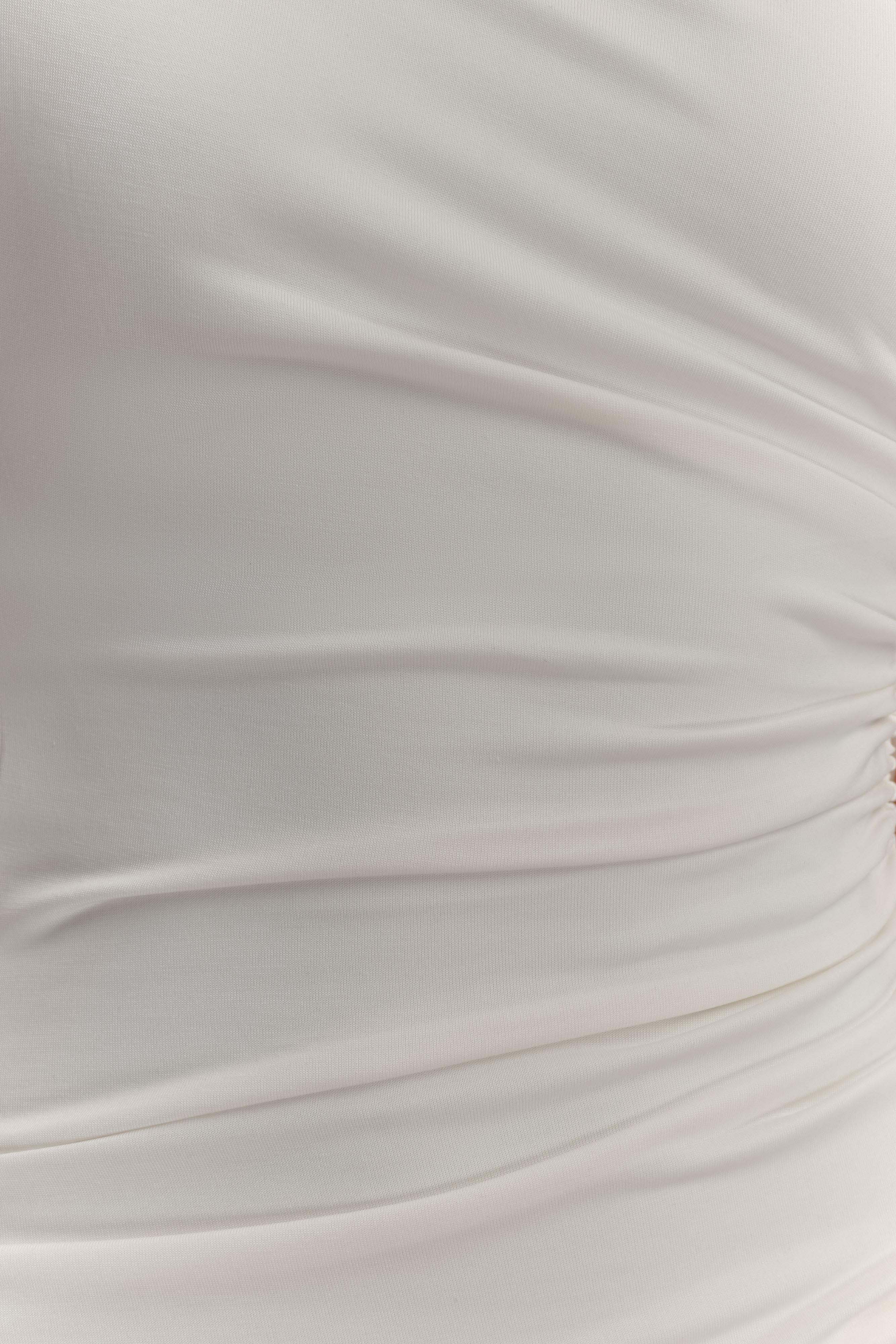 Chloe Peached Jersey One Shoulder Midi Dress Ivory