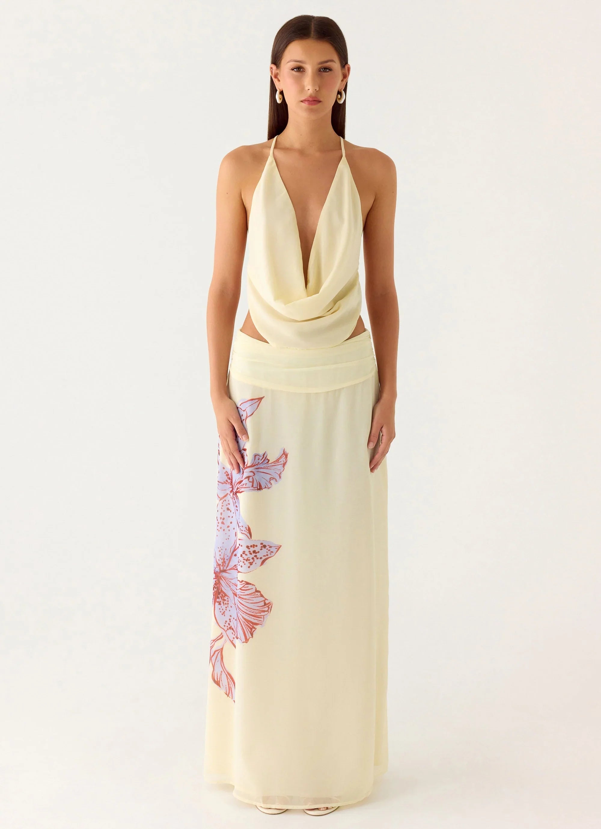 Sweet Charm Cowl Neck Top Ivory