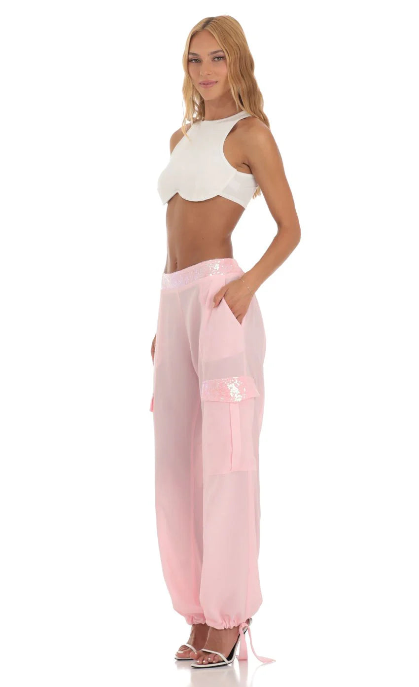 Sequin Pants in Pink
