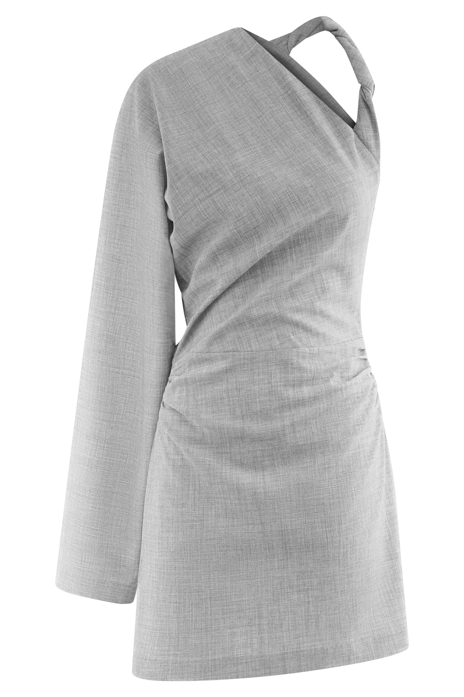 Dorian Twist Shoulder Mini Dress Charcoal Marle