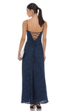 Burnout Lace Up Maxi Dress in Navy