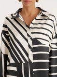 Black And White Abstract Print Satin Shirt