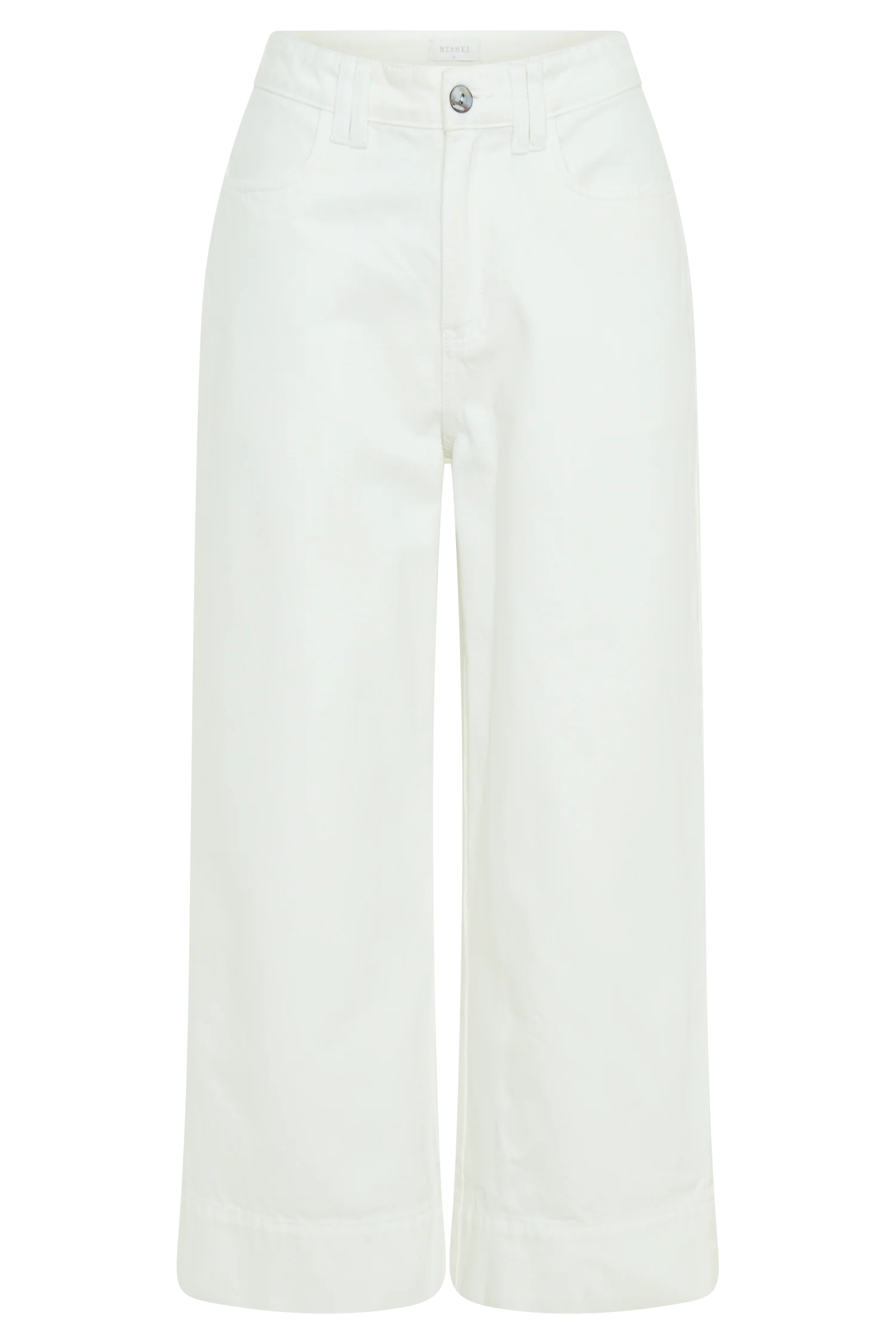 Kaitlyn Cropped Wide Leg Jeans White
