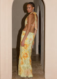 Really Something Beaded Maxi Dress Green Floral Beaded