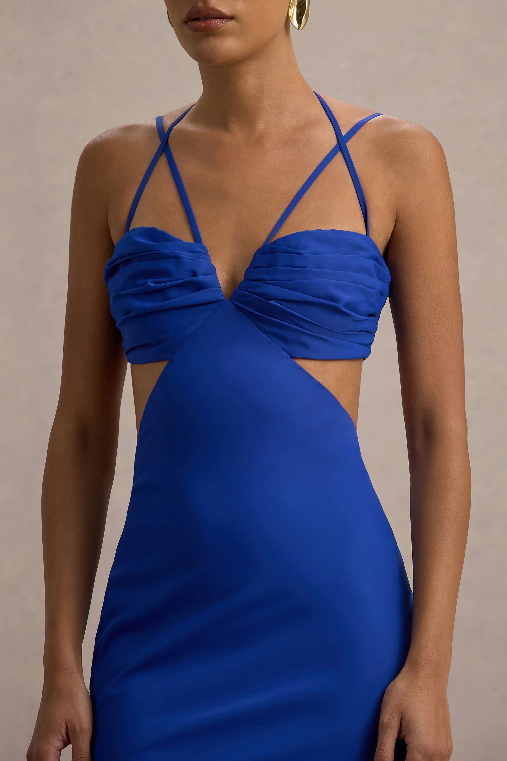 Leandra Blue Strappy Cut Out Maxi Dress