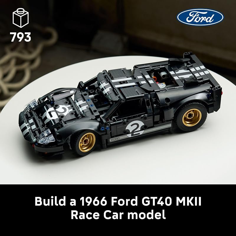 LEGO Technic 1966 Ford GT40 MKII Race Car Building Set for Adults Collectible Toy W Realistic Functions Features for Adult Sports Car Fans Ages 18 Gift Idea for Birthdays 42223