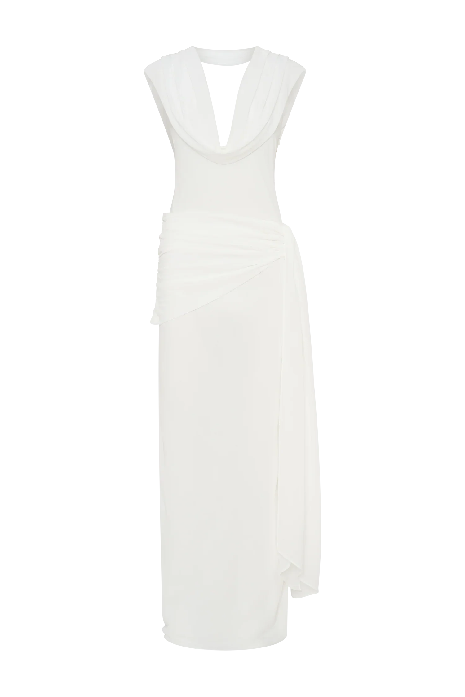 Giulia Chiffon Draped Maxi Dress White
