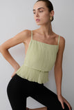Lilou Pleated Sleeveless Top Sage
