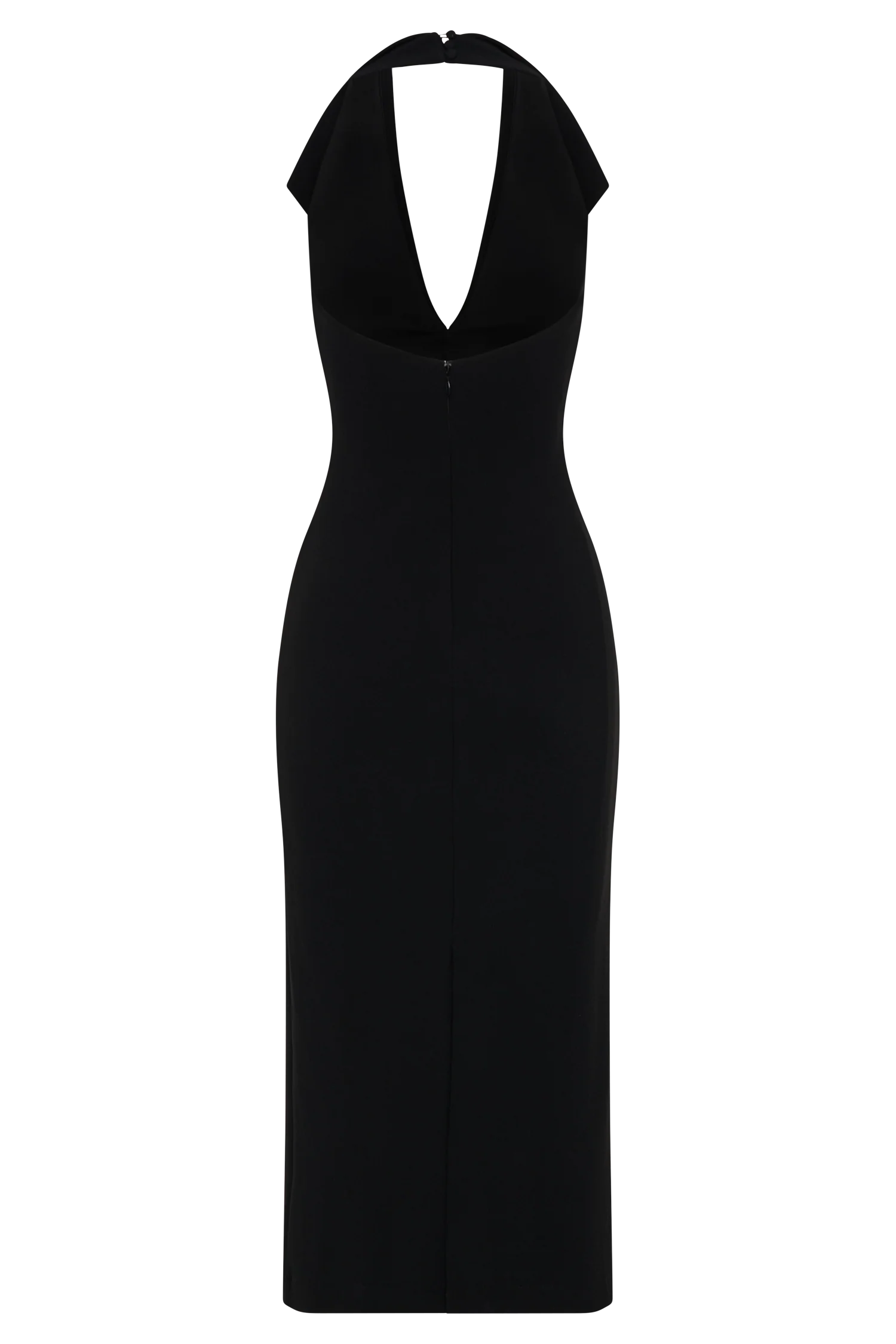 Annita Crepe Halter Midi Dress Black