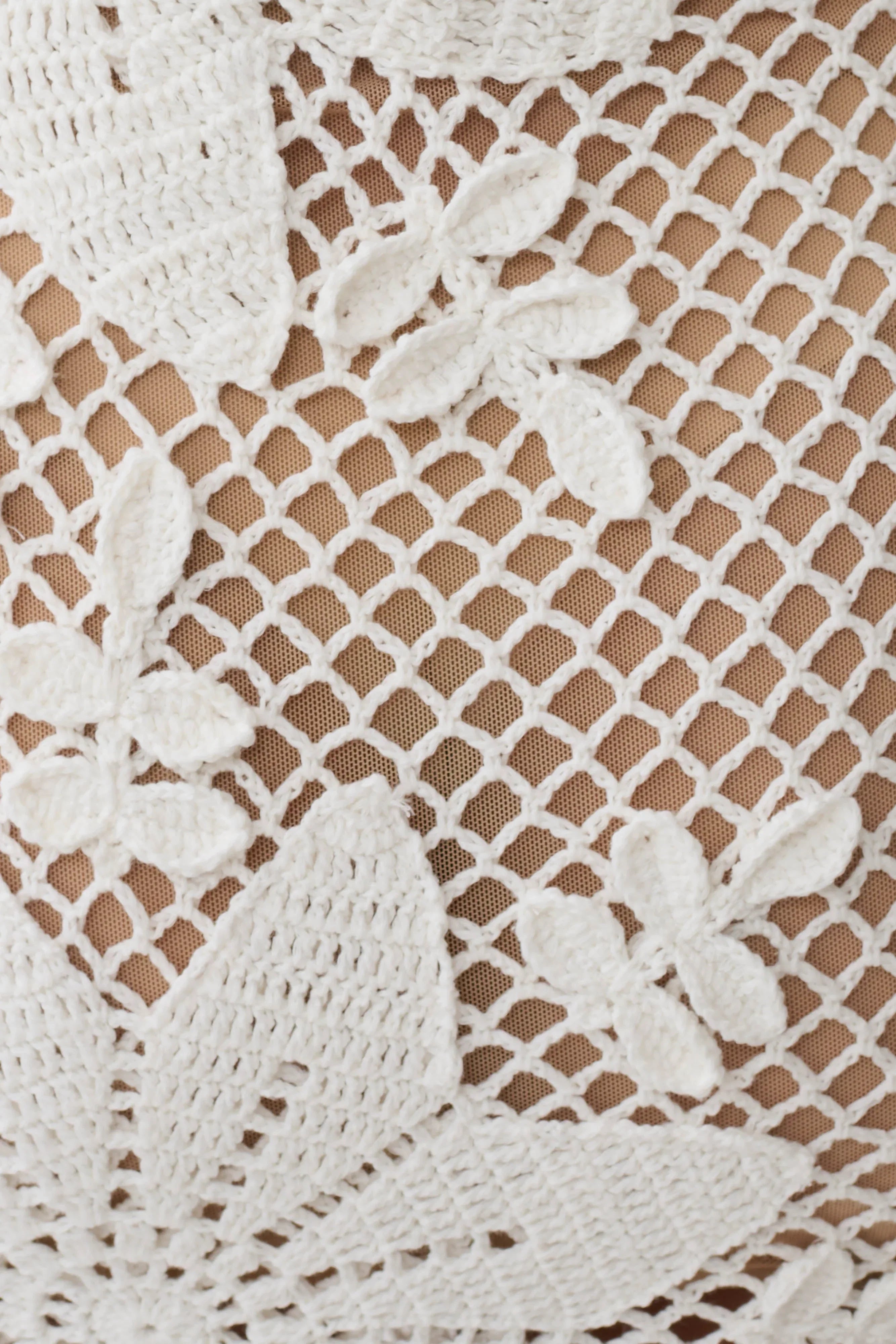Mandie Hand Crochet Asymmetrical Maxi Dress White