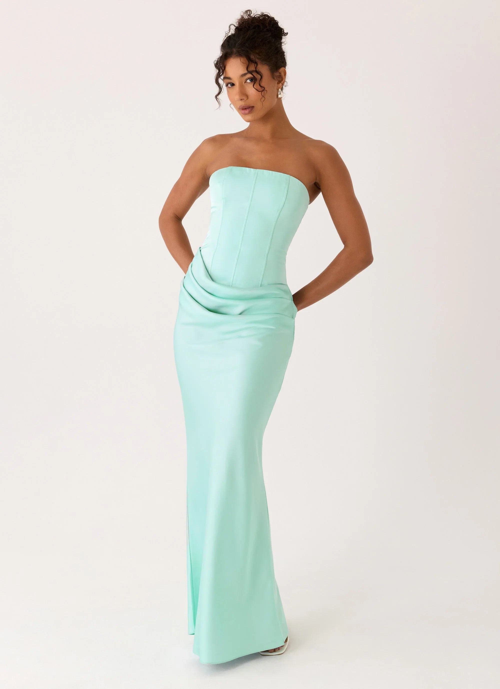 Adara Corset Maxi Dress Aqua