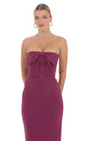 Bow Strapless Maxi Dress in Plum