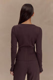 Reese Fitted Knit Cardigan Dark Chocolate