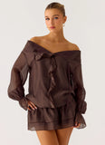 Elris Drop Waist Mini Dress Cool Chocolate